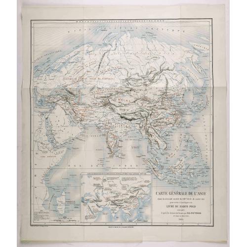 Old map image download for Carte générale de l'Asie dans la seconde moitié du XIIIe siècle... pour... l'intelligence du livre de Marco Polo / exécutée d'après les documents fournis par M. G. Pauthier , Dressé... par A. Vuillemain.