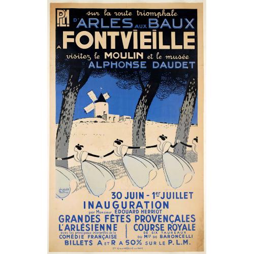 Old map image download for Sur la route triomphante d'Arles aux Baux - A Fontvieille visitez le moulin et le musée Alphonse Daudet.