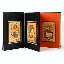 Eight Indian paintings, accordion mounted.