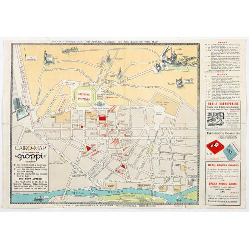 Old map image download for Souvenir Guide Map of Cairo.