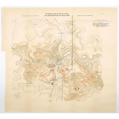 Old map image download for The Fighting at Monte Cristo on the 18th, and at Wynne's Hill on the 22nd February, 1900.