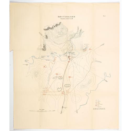 Old map image download for Battle of Colenso, 15th December 1899, Situation about 7 a.m.
