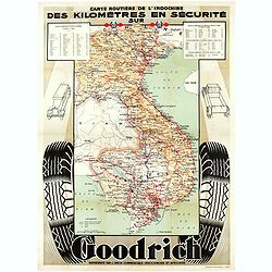 Carte routière de l'Indochine. Des kilomètres en sécurité sur Goodrich.