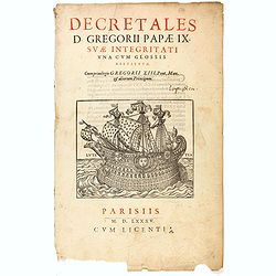(Title page) Decretales D. Gregorii Papæ IX. Suæ integritati una cum glossis restitutæ.