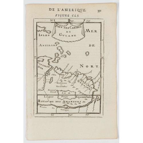 Old map image download for Pays des Caribes et Guiane.