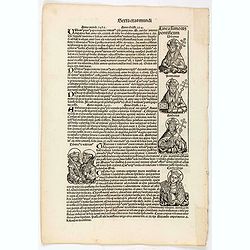 [Text page with illustrations of Saint Cecilia, Kings, Queens, Saints and Popes.] Sexta Etas Mundi. Folium. CXVI.