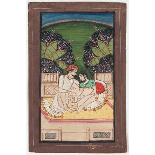 Indian erotic painting on paper.