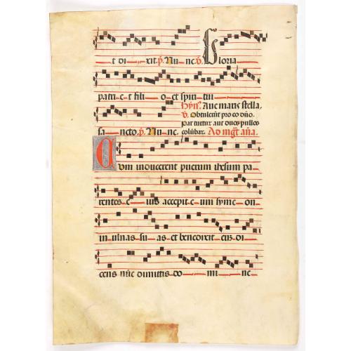 Leaf on vellum from a antiphonary.