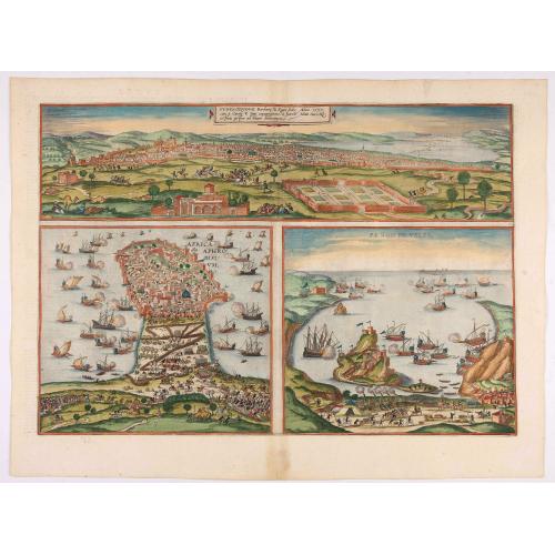 Old map image download for Tunes, Oppidum Barbarie &amp, Regia Sedes... [on sheet with] Africa, olim Aphrodisium [and] Penon de Veles.