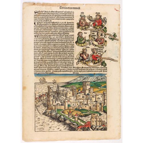 Old map image download for Quita Etas Mundi. Foliu XXVI [ith a view of Rhodes]