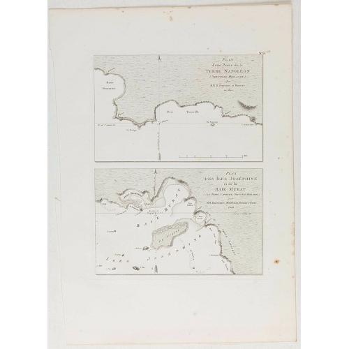 Old map image download for Plan d'une partie de la Terre Napoléon [with] Plan des Iles Joséphine et de la Baie Murat.