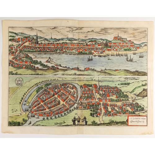 Old map image download for Flensburg and Itzehoe.