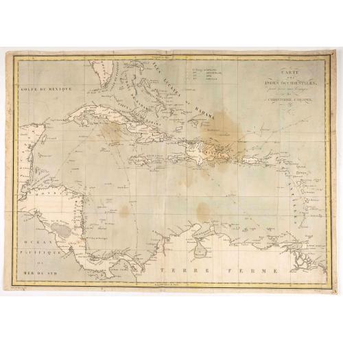 Old map image download for Carte des Indes Occidentales pour servir aux voyages de Christophe Colomb.
