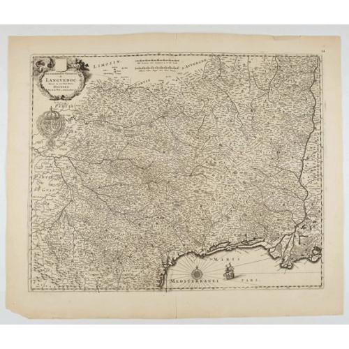 Old map image download for Gouvernement General de Languedoc. Divise en ses Vint Deux Diocesez.