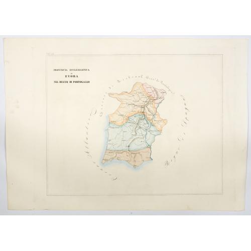 Old map image download for Province ecclesiastica di Evora nel regno di Portogallo (Tav LII)