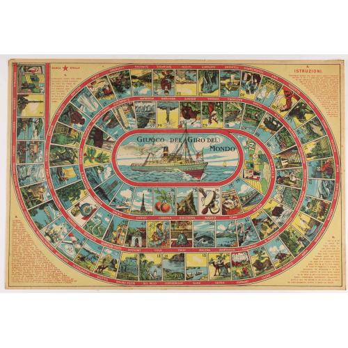 Rare, antique map of Giuoco del Giro del Mondo