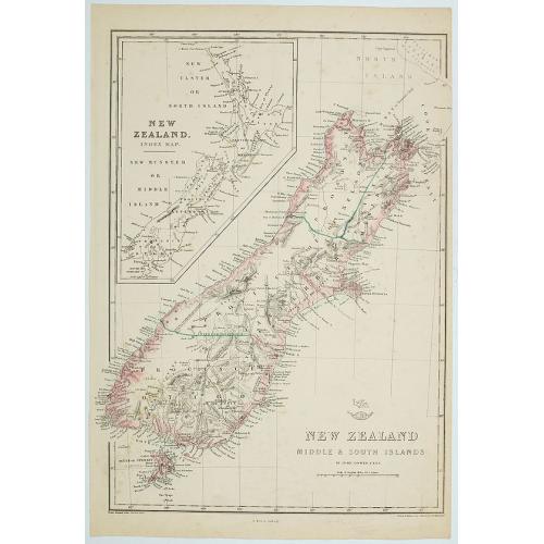 Old map image download for New Zealand. Middle & South Islands.