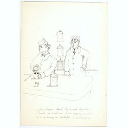 [Untitled cartoon in pencil.]