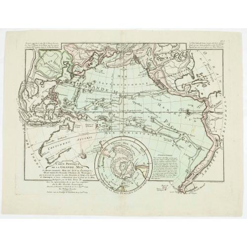 Carte physique de la Grande Mer ci-devant nommée Mer du Sud du Pacifique, qui traverse les parties le splus orientales de l'Asie . . .