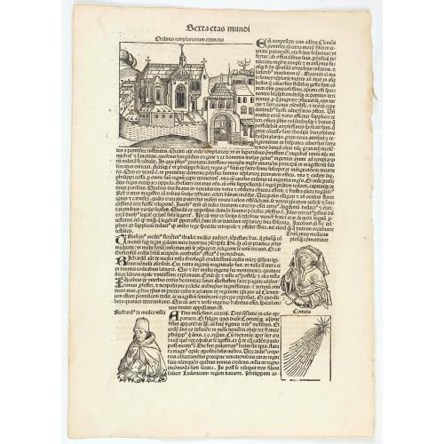 [Text page with Kings, Queens, Saints, Popes and a comet. Sexta Etas Mundi. Folium. CCXXII].