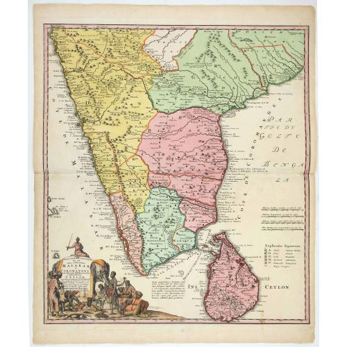 Old map image download for Peninsula Indiae Malabar Coromandel Ceylon.