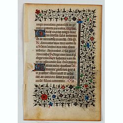 Manuscript leaf, on vellum from a book of hours.