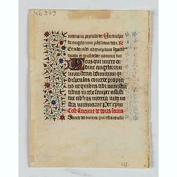 Manuscript leaf, on vellum from a book of hours.