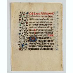 Manuscript leaf, on vellum from a book of hours.
