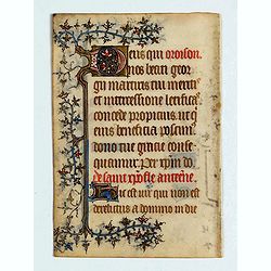 Manuscript leaf, on vellum from a book of hours.