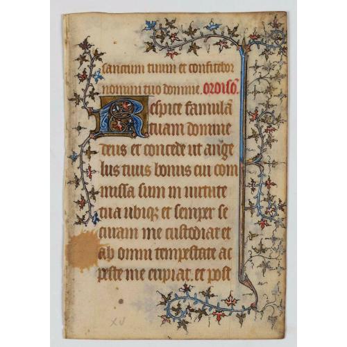 Old map image download for Manuscript leaf, on vellum from a book of hours.