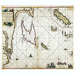 Pas kaart Van Rio Oronoque Golfo De Paria met d'Eylanden Trinidad, Tabago, Granada, Granadillos, en Bequia . . .