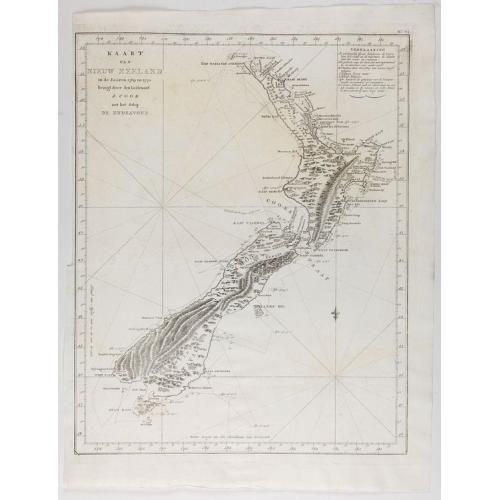 Old map image download for Kaart Van Nieuw Zeeland in de Jaaren 1769 en 1770 bezogt door den Luitenant J. Cook met het Schip De Endeavour.