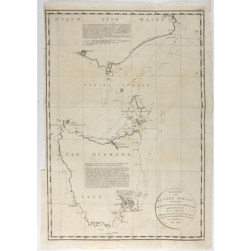 Old map image download for Kaart van Basses Straat, tusschen Nieuw Zuid Wales en Van Diemens-Land ... Heer Flinders ... 1798-1799. . .