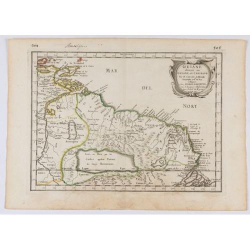 Old map image download for Guiane divisee en Guiane, et Caribane. . .