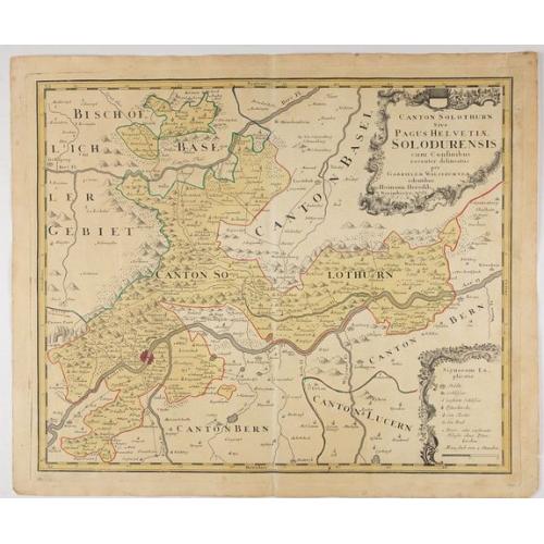 Old map image download for Canton Solothurn sive pagus Helvetiae Solodurensis cum confinibus recenter delineatus per Gabrielem Walserum.