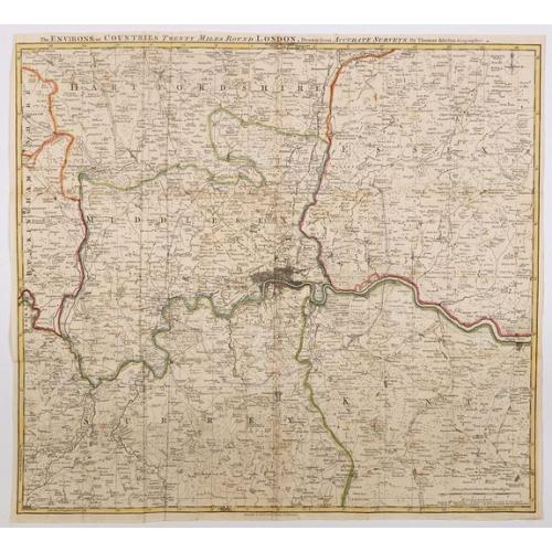Old map image download for The Environs, or Countries Twenty Miles Round London. . .