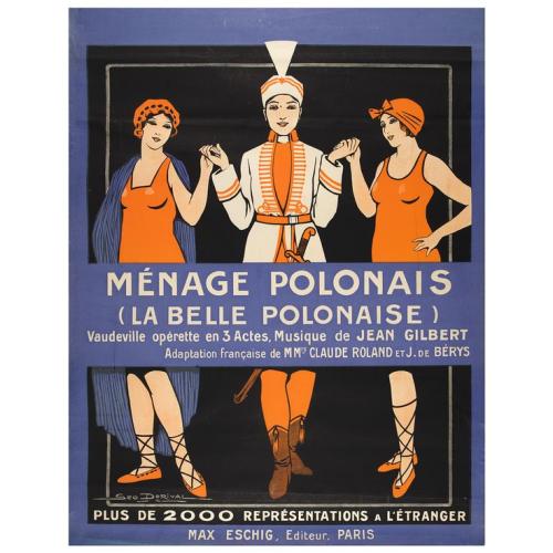 Old map image download for Ménage Polonais (La belle Polonaise) - Vaudeville opérette en 3 actes. Musique de Jean Gilbert.