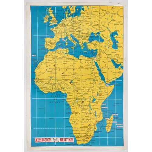 Old map image download for Les Messageries Maritimes font le tour du monde.