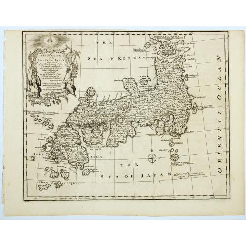 Old map image download for A New And Accurate Map Of The Empire Of Japan, Laid Down from The Memoirs of the Portuguese and Dutch, and particularly from the Jesuit Missionaries.