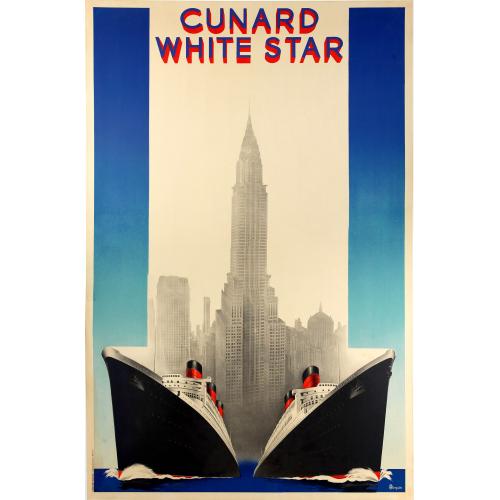 Old map image download for Cunard White (Queen Mary et Queen Elizabeth de la Cunard Line).