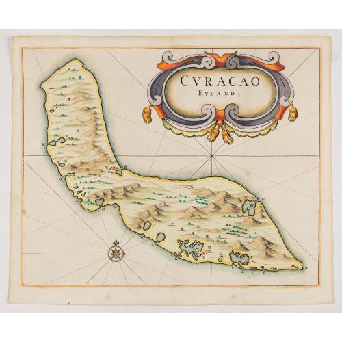 Old map image download for Curacao Eylandt.