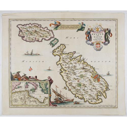 Old map image download for Insularum Melitae vulgo Maltae et Gozae. . .