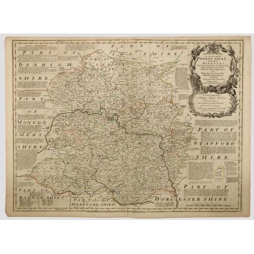 Old map image download for An Accurate Map of Shrop Shire divided into its Hundreds . . .