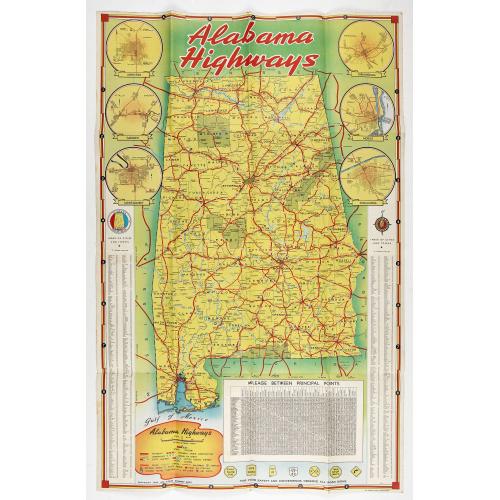 Old map image download for Alabama. Official Highway map 1942.