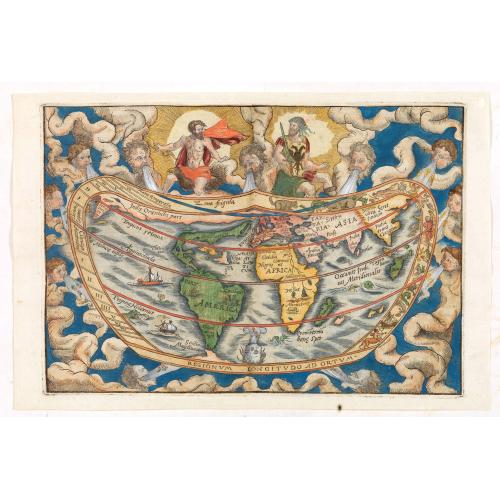 Rare, antique map of  Typus Universalis Terrae, Iuxta Modernorum Distinctionem Et Extensionem Per Regna Et Provincias.