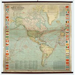 [Set of 2 wall maps] Scarborough's Map of The World Europe, Asia, Africa, Australia. . ./ Scarborough's Map of The World North America and South America. . .