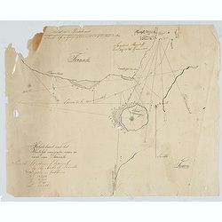 [Lot of 2 manuscript maps] Schetskaart van het westelijk vaarwater naar de reede van Ternate. [together with ] Sketch of the island of Ternate, Tidore and to the Southward.