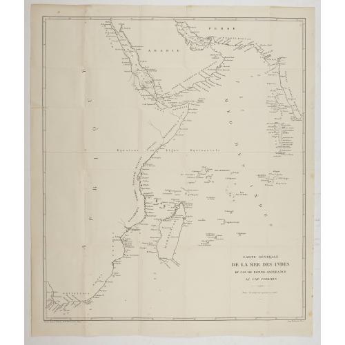 Old map image download for Carte Générale de la Mer des Indes du Cap Bonne Espérance au Cap Comorin.