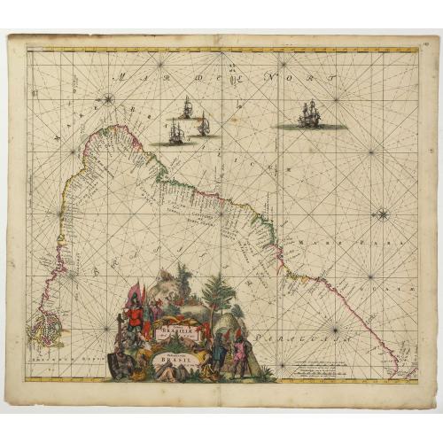 Old map image download for Littoria Brasiliae / Pascaert van Brasil.