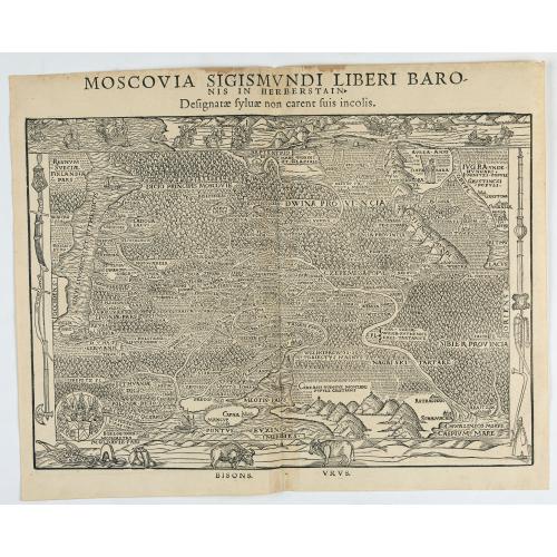 Old map image download for Moscovia Sigismundi Liberi Baronis In Herberstein, Neiperg et Gutehnag Anno M.D XLIX
